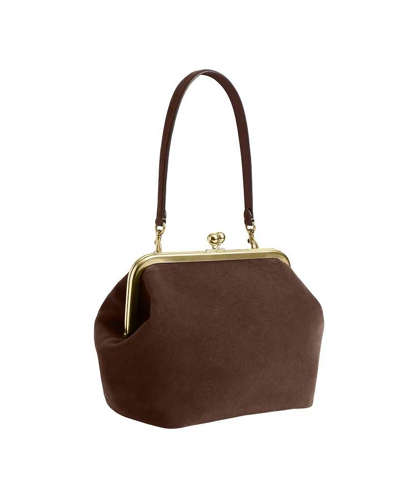 Coach Suede Kiss-Lock Small Frame Handbag