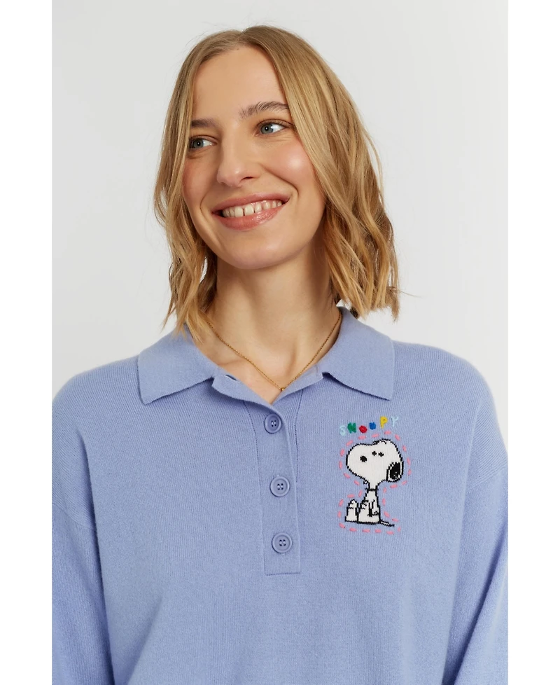 Chinti & Parker Women's Wool-Cashmere Snoopy Polo Sweater
