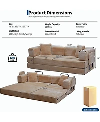 homfan 5-in-1 Convertible Sofa Bed, 80.7" Corduroy Sleeper Sofa with Storage Pocket, Bedroom and Small Spaces
