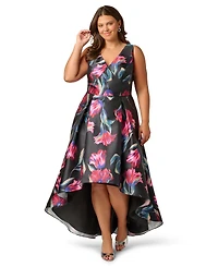 Adrianna Papell Plus Printed Sleeveless Mikado Dress
