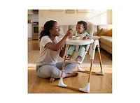 Kinder King BabyKinder Convertible Baby High Chair with Wood Grain Removable Double Tray and Easy Clean Design