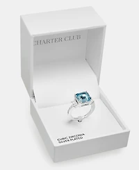 Charter Club Blue Crystal Cushion Ring, Macy's Exclusive