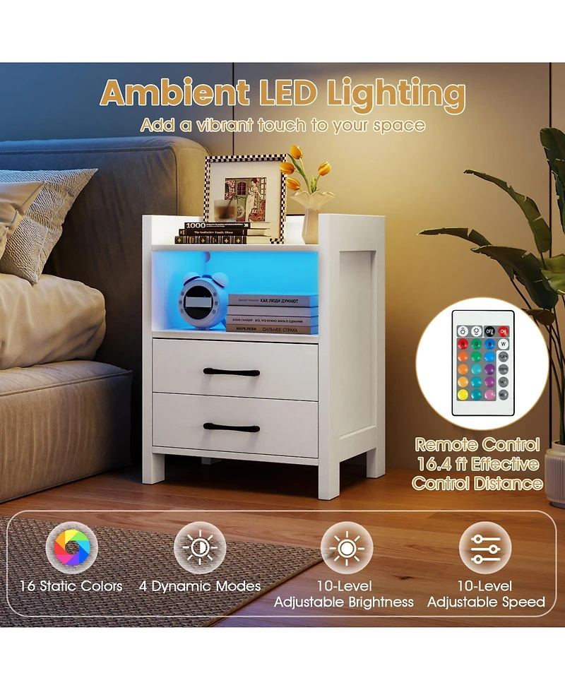 Slickblue Bedroom Nightstand with Charging Station and Easy-Access Storage