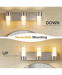 Tribesigns Led Bathroom Light Fixtures, 3-Light Vanity Lights Over Mirror, Wall Lights with 3 Color Modes and Sand Nickel Finish