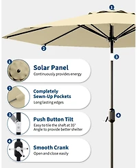 gaomon 9feet Outdoor Patio Umbrella, Table Umbrella with Solar Lights for Yard, Deck