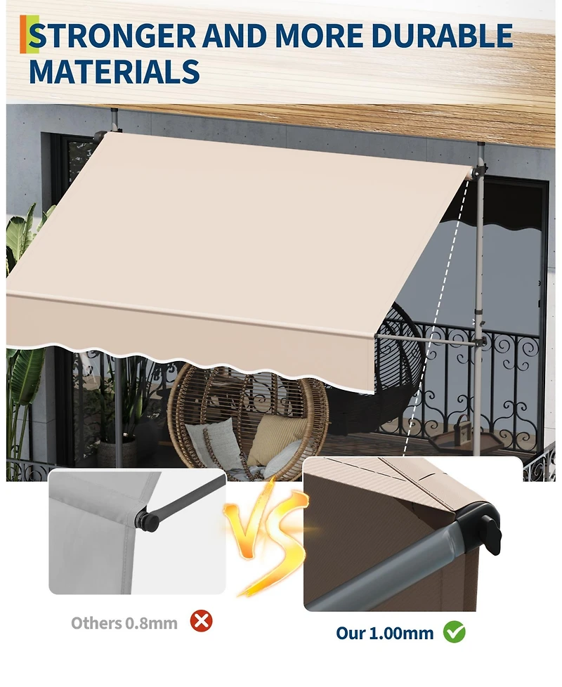 gaomon Outdoor Sunshade Shelter, Manual Patio Retractable Awning