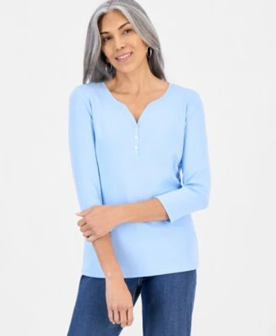 Style Co Womens Cotton 3 4 Sleeve Henley Tee Pxs 4x Created For Macys
