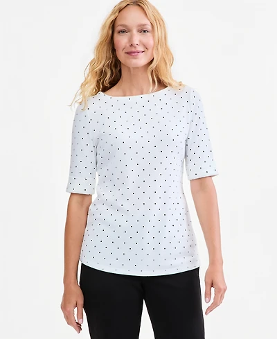 Style & Co Petite Elbow-Sleeve Boat Neck Knit Top, Macy's Exclusive