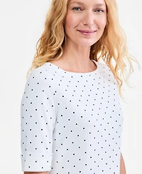 Style & Co Women's Printed Boat-Neck Elbow-Sleeve Top, Macy's Exclusive
