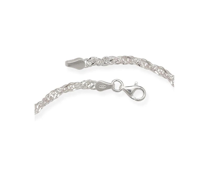 Curata Jewelry 925 Sterling 10 Inch 4mm Sparkle-Cut Wide Singapore Chain Ankle Bracelet Anklet