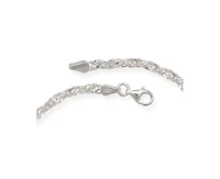 Curata Jewelry 925 Sterling 10 Inch 4mm Sparkle-Cut Wide Singapore Chain Ankle Bracelet Anklet