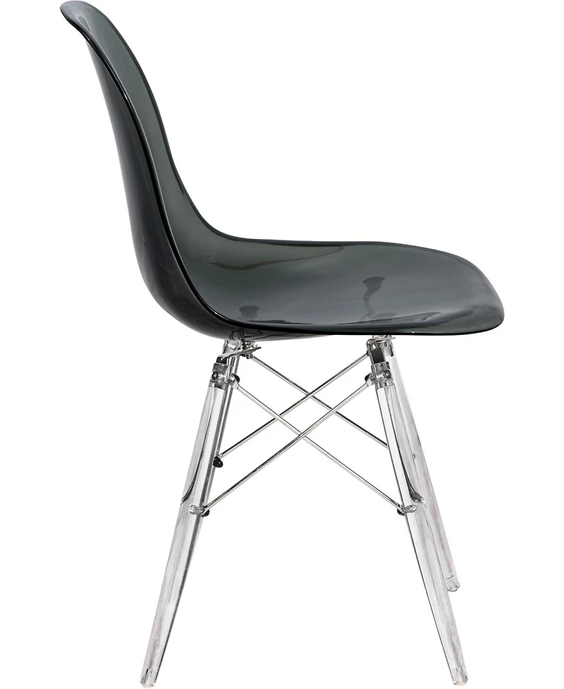 LeisureMod Cresco Modern Molded Dining Chair, Chrome-Plated Eiffel Base and Acrylic Support Legs Ergonomic Curved Seat Accent Side Chair