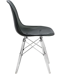 LeisureMod Cresco Modern Molded Dining Chair, Chrome-Plated Eiffel Base and Acrylic Support Legs Ergonomic Curved Seat Accent Side Chair