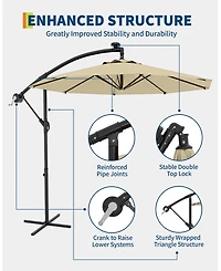 gaomon 10Feet Uv-Resistant Offset Patio Umbrella with Solar Led Lights for Backyard