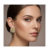 14k Gold Plated Multiple Eternity Circle Love Knot Stud Earrings