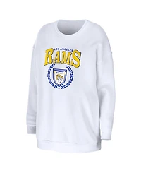 Wear by Erin Andrews Women's White Los Angeles Rams Oversized Pullover Sweatshirt