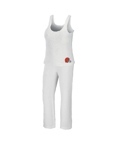 Wear by Erin Andrews Women's 2-Piece Cream Cleveland Browns Plus Cozy Scoop Neck Tank Top & Pants Set