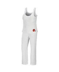 Wear by Erin Andrews Women's 2-Piece Cream Cleveland Browns Plus Cozy Scoop Neck Tank Top & Pants Set