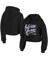 Wear by Erin Andrews Women's Black Baltimore Ravens Domestic Cropped Pullover Hoodie