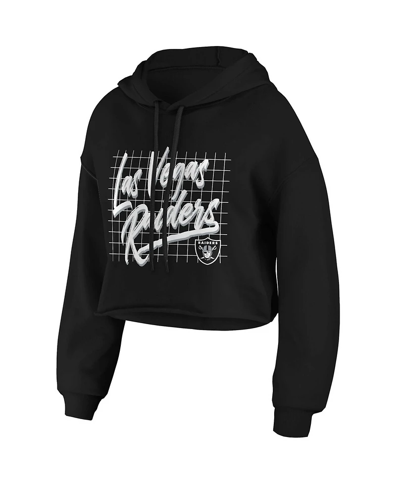 Wear by Erin Andrews Women's Black Las Vegas Raiders Domestic Cropped Pullover Hoodie