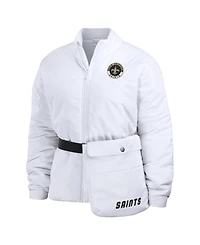 Wear by Erin Andrews Women's White New Orleans Saints Packaway Full-Zip Puffer Jacket