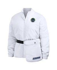 Wear by Erin Andrews Women's White Seattle Seahawks Packaway Full-Zip Puffer Jacket