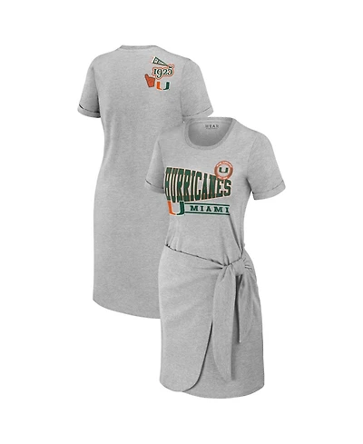 Wear by Erin Andrews Women's Heather Gray Miami Hurricanes Knotted T-Shirt Dress