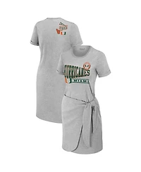 Wear by Erin Andrews Women's Heather Gray Miami Hurricanes Knotted T-Shirt Dress