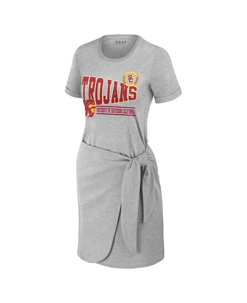 Wear by Erin Andrews Women's Heather Gray Usc Trojans Knotted T-Shirt Dress