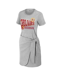 Wear by Erin Andrews Women's Heather Gray Usc Trojans Knotted T-Shirt Dress