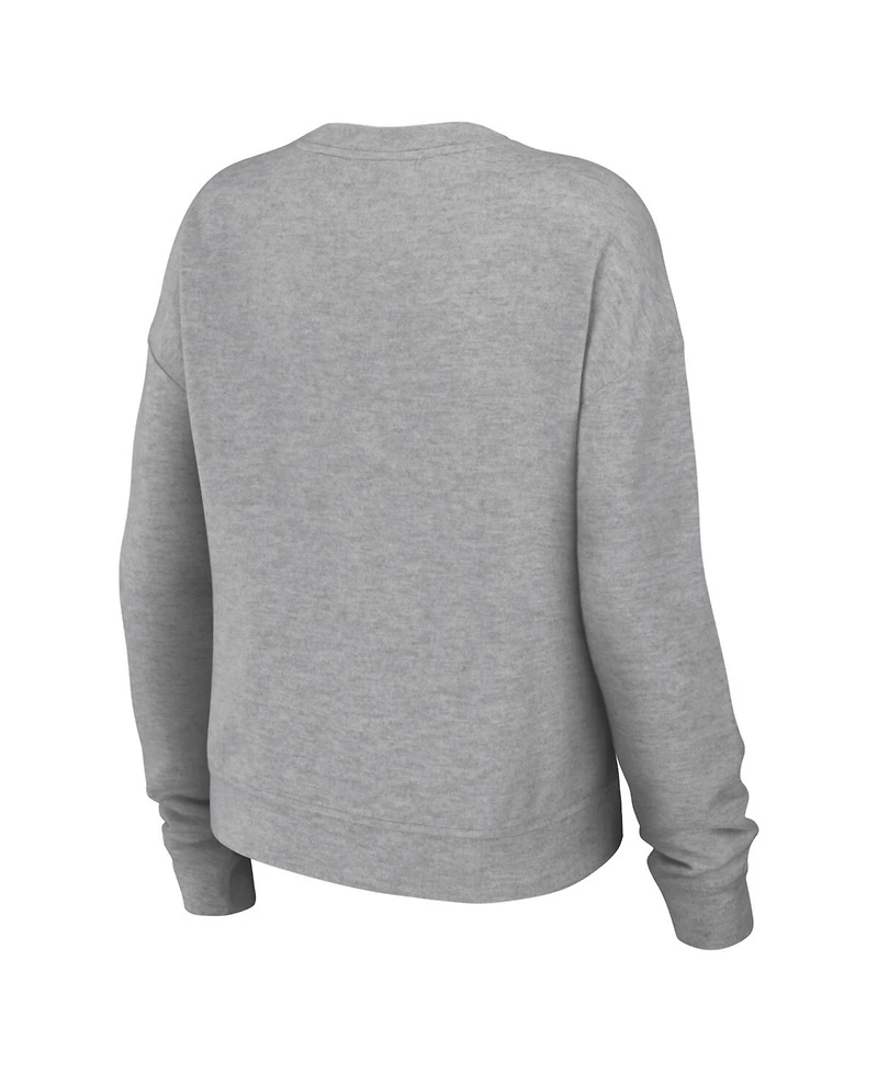 Wear by Erin Andrews Women's 2-Piece Heather Gray Las Vegas Raiders Plus Knitted Tri-Blend Long Sleeve T-Shirt & Pants Lounge Set