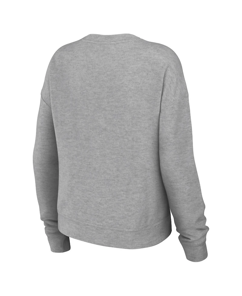 Wear by Erin Andrews Women's 2-Piece Heather Gray New Orleans Saints Plus Knitted Tri-Blend Long Sleeve T-Shirt & Pants Lounge Set