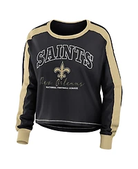 Wear by Erin Andrews Women's Black New Orleans Saints Plus Color block Long Sleeve T-Shirt