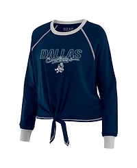 Wear by Erin Andrews Women's Navy Dallas Cowboys Tie-Front Long Sleeve T-Shirt