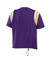 Wear by Erin Andrews Women's Purple Minnesota Vikings Cinched Color block T-Shirt