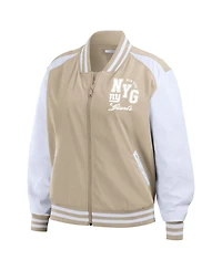 Wear by Erin Andrews Women's Tan New York Giants Tonal Full-Zip Bomber Jacket