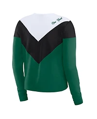 Wear by Erin Andrews Women's Green/Black New York Jets Plus Chevron Tri-Blend Long Sleeve T-Shirt