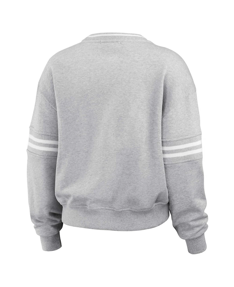 Wear by Erin Andrews Women's Heather Gray Tampa Bay Buccaneers Cropped Pullover Sweatshirt