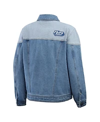 Wear by Erin Andrews Women's Blue Philadelphia 76ers Full-Button Denim Jacket