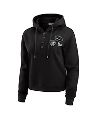 Wear by Erin Andrews Women's Black Las Vegas Raiders Waffle Pullover Hoodie