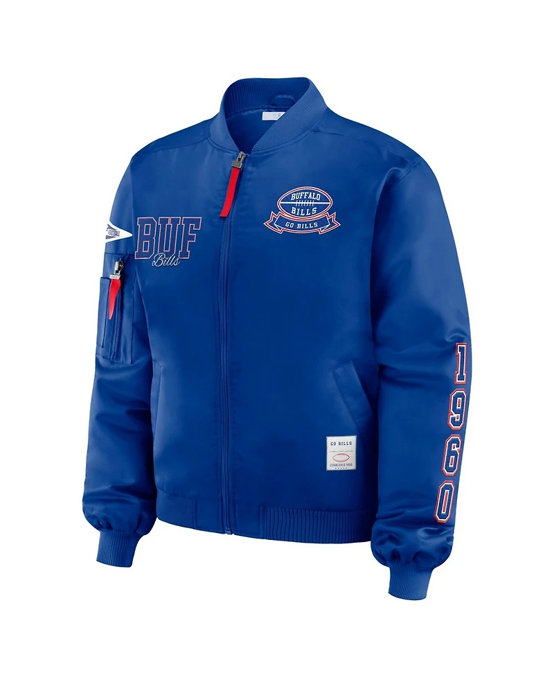 Wear by Erin Andrews Women's Royal Buffalo Bills Patch Full-Zip Bomber Jacket