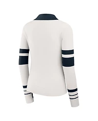 Wear by Erin Andrews Women's White Chicago Bears Ribbed Henley Polo Sweater