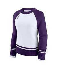 Wear by Erin Andrews Women's White/Purple Baltimore Ravens Color block Raglan Sweater