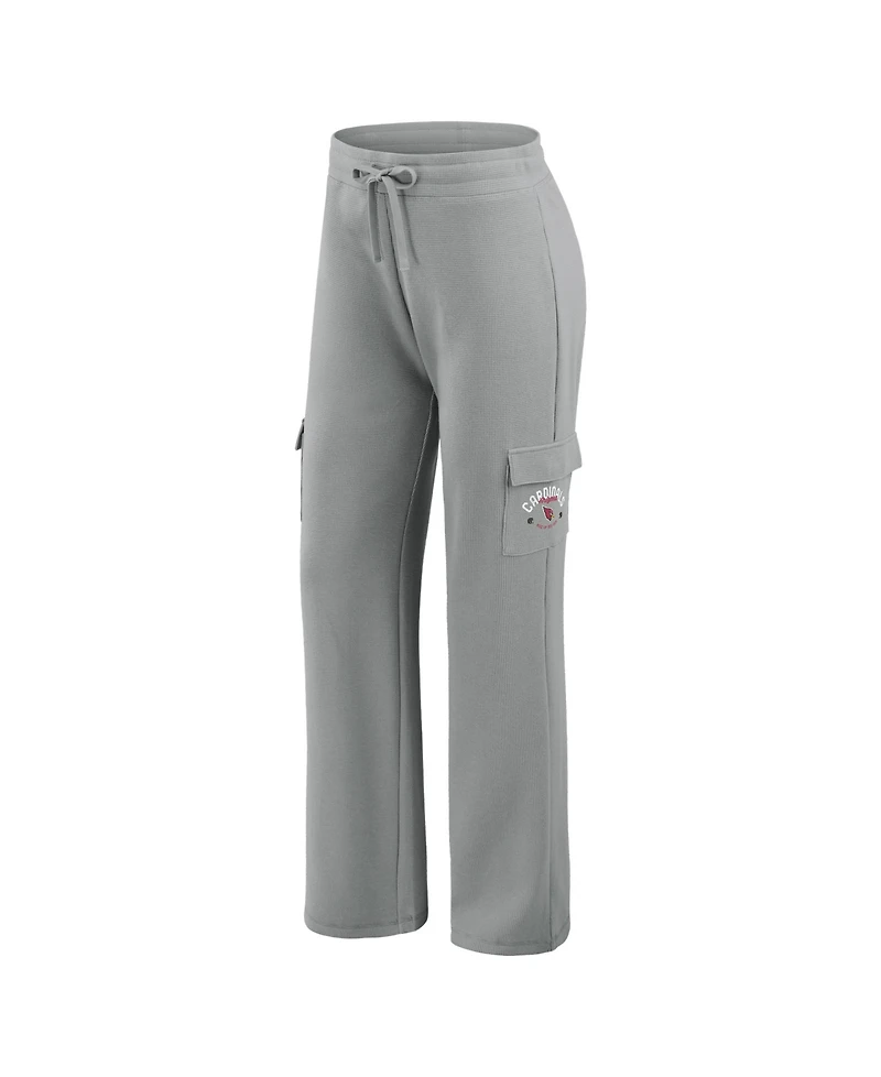 Wear by Erin Andrews Women's 2-Piece Gray Arizona Cardinals Waffle-Knit Long Sleeve Hooded Shirt & Pants Lounge Set