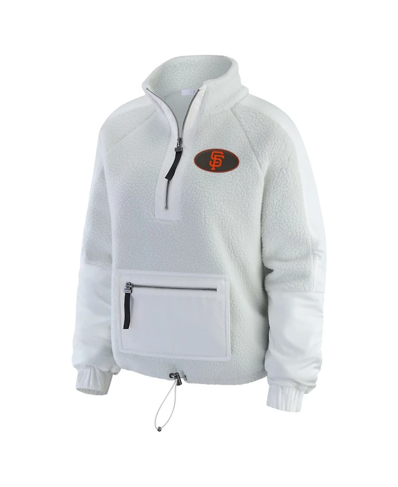 Wear by Erin Andrews Women's Gray San Francisco Giants Polar Fleece Quarter-Zip Jacket