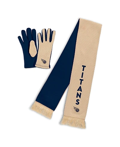 Wear by Erin Andrews Women's Tennessee Titans Tonal Microcheck Scarf Glove Set