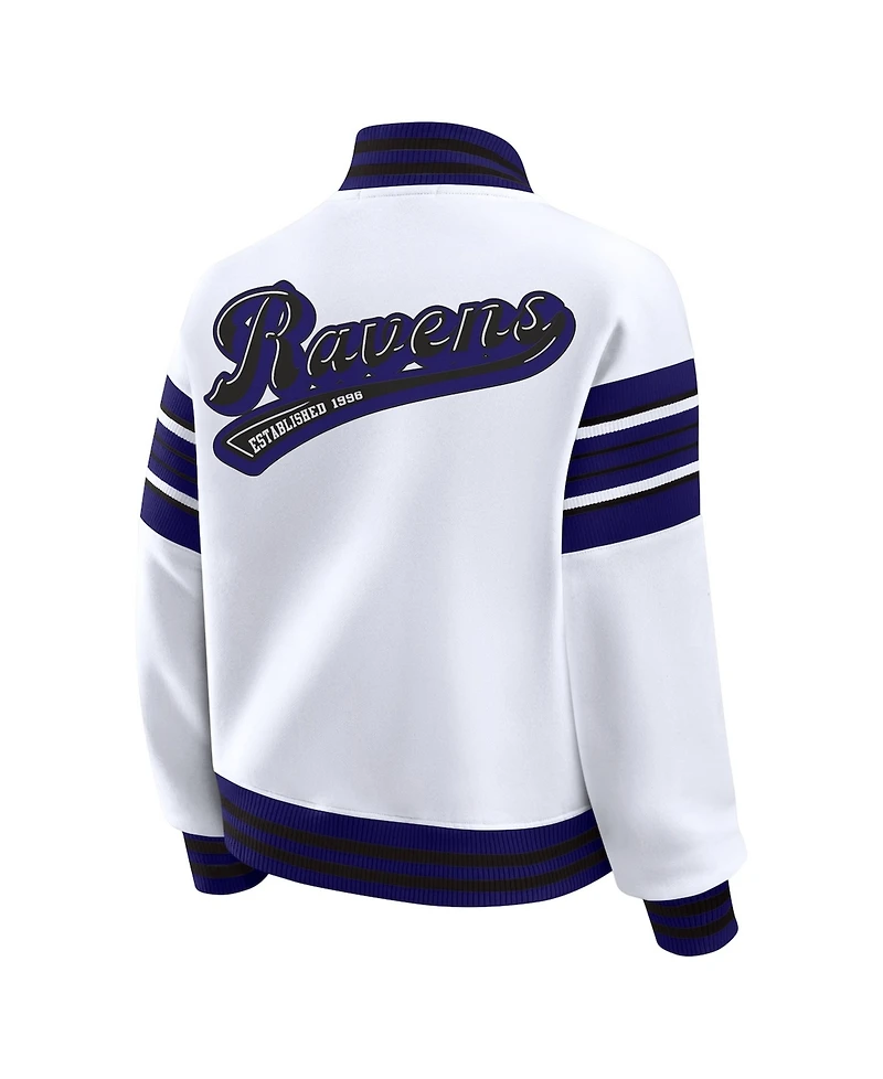 Wear by Erin Andrews Women's White Baltimore Ravens Plus Full-Snap Fleece Sweatshirt Jacket