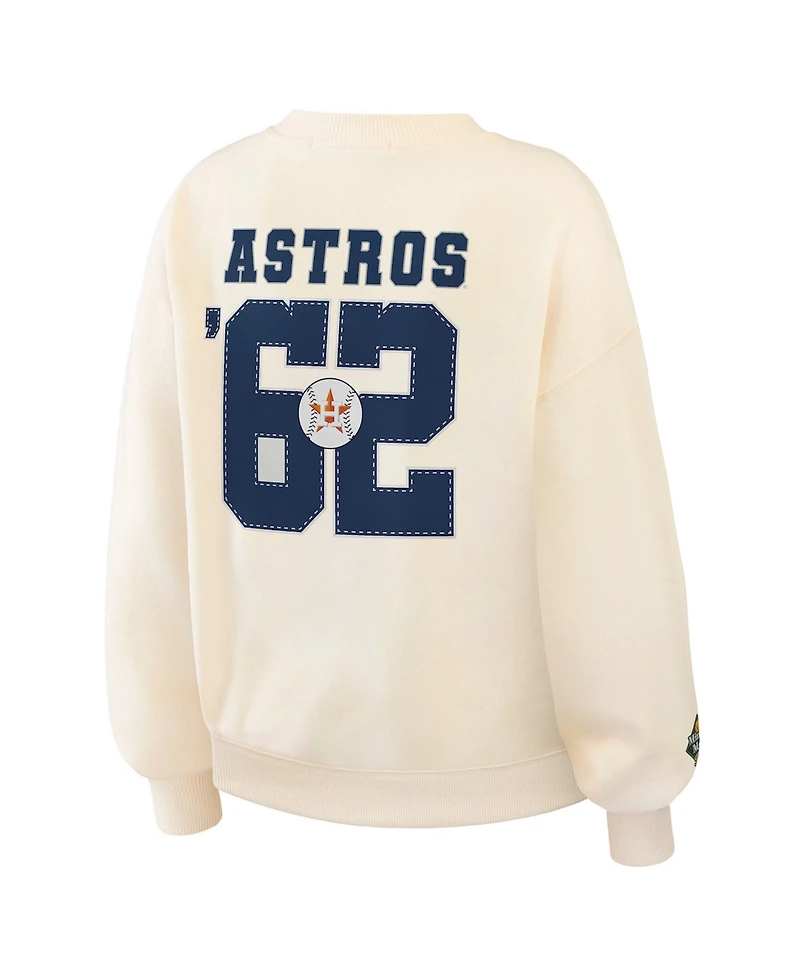 Wear by Erin Andrews Women's Cream Houston Astros Heavyweight Crew Neck Sweatshirt