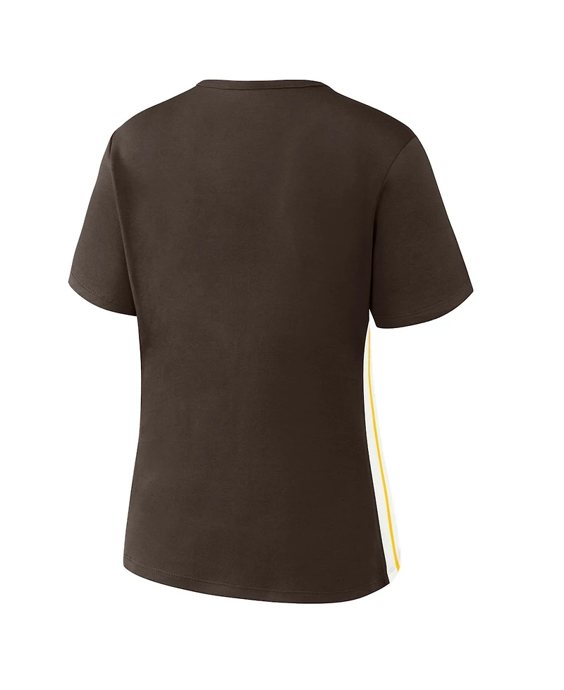 Wear by Erin Andrews Women's Brown San Diego Padres Notch Neck Cropped T-Shirt
