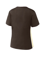 Wear by Erin Andrews Women's Brown San Diego Padres Notch Neck Cropped T-Shirt